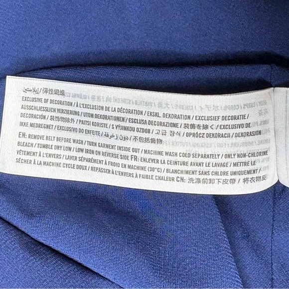 Abercrombie & Fitch Floral Maxi Dress High Neck Cut Out Waist Belted Navy Size S - Picture 15 of 16